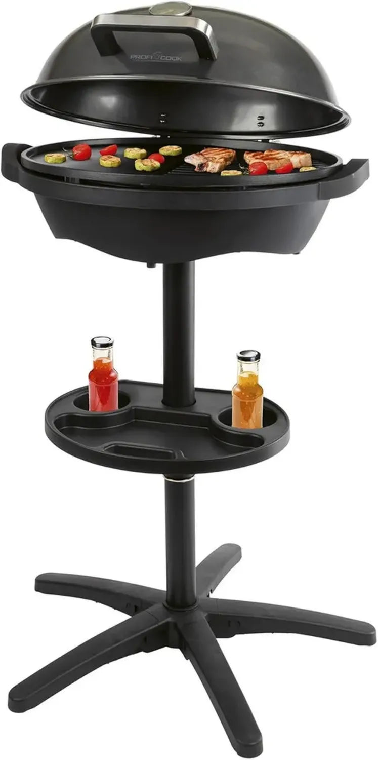 Gril Électrique Sans Fumée 2400W pour Intérieur et Extérieur - ProfiCook avec Thermomètre, Utilisation sur Balcon, Modèle 2 en 1