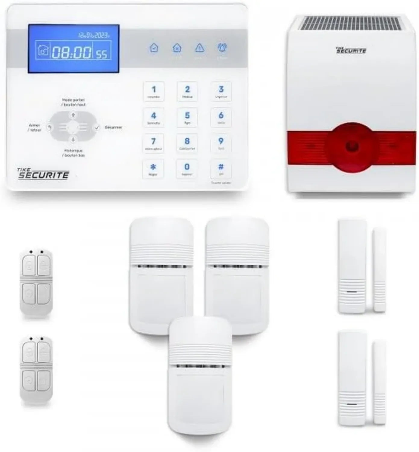 Système d'alarme sans fil pour maison 2-3 pièces avec détection de mouvement et intrusion, sirène solaire extérieure - Compatible avec Box Internet