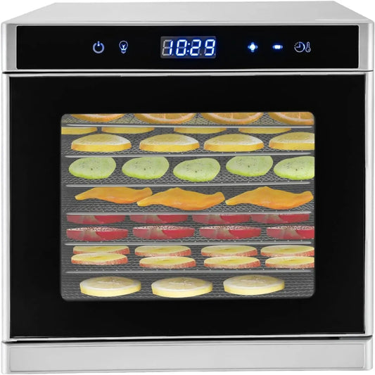 Déshydrateur Alimentaire Électrique 8 Plateaux Argent - Température Ajustable pour Fruits et Légumes