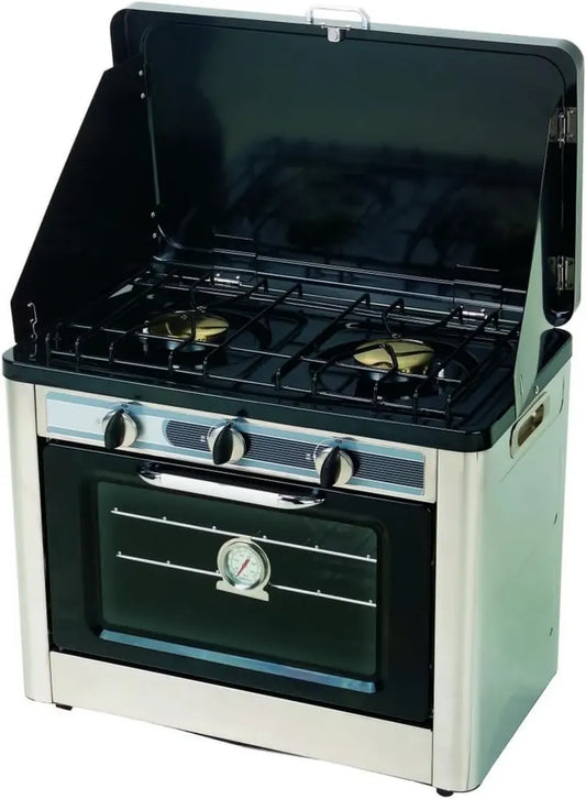 Cuisinière à Gaz 25L avec Four et 2 Brûleurs pour Camping